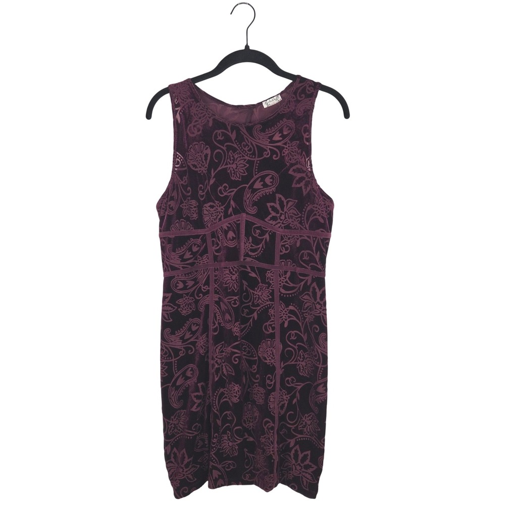 Free People Plumberry Purple Paisley Burnout Velvet Mini Dress L Bodycon Romance